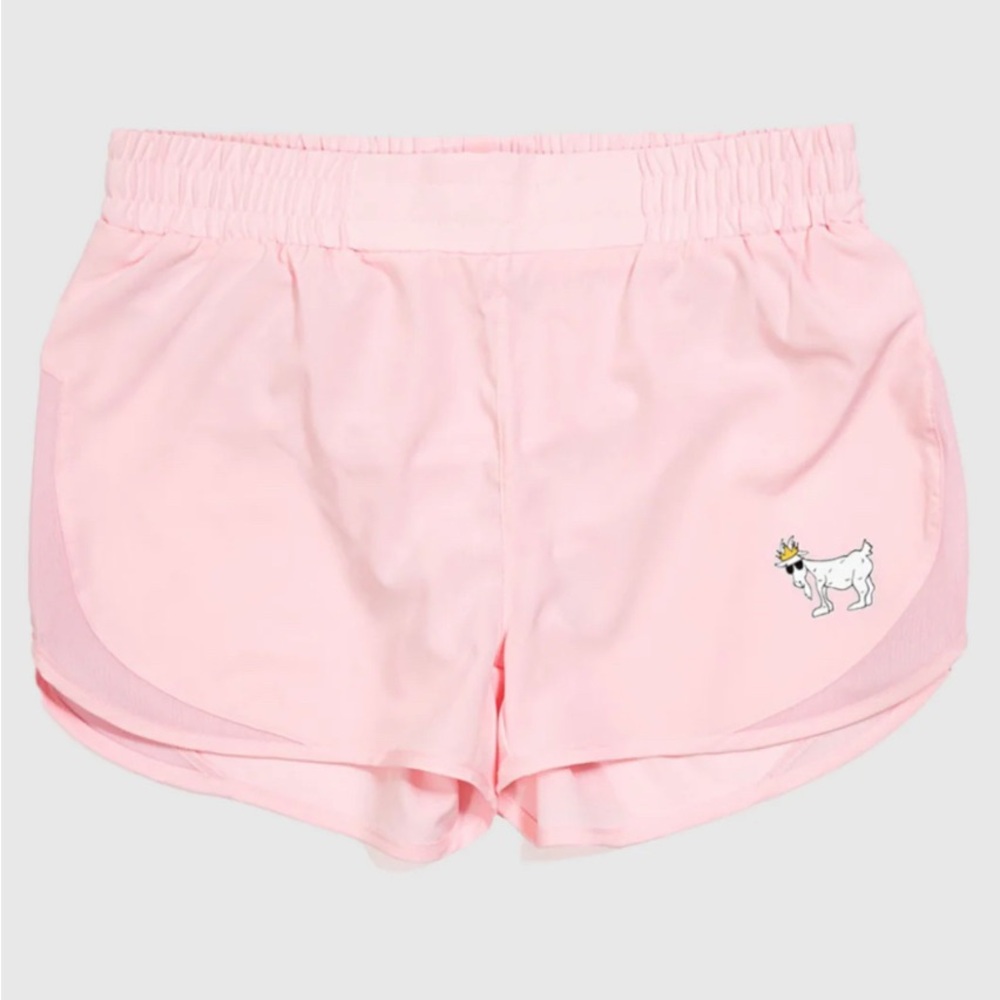 Women's Pink Athletic Shorts with Embroidered Detail